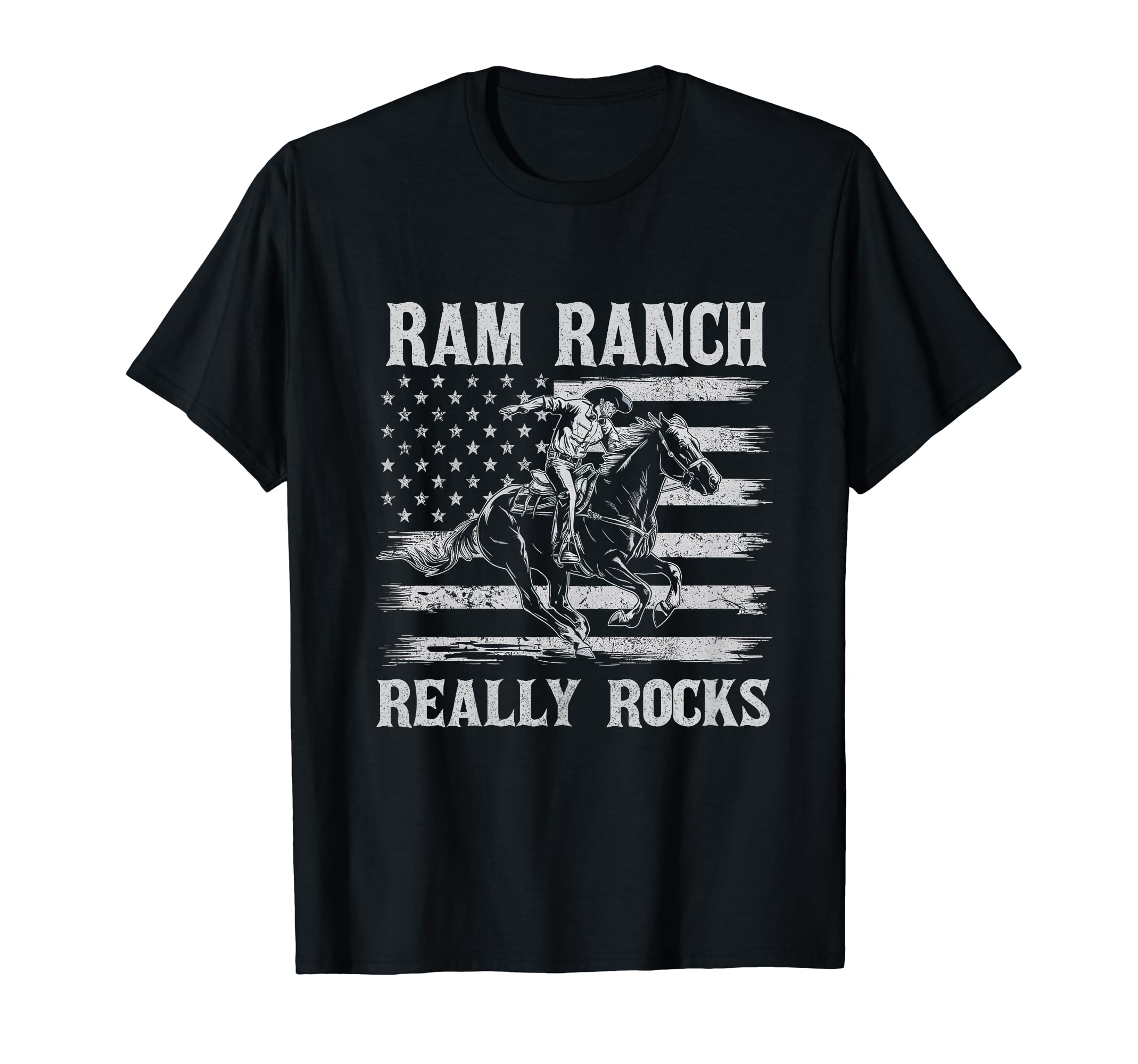 Ram Ranch Really Rocks Cowboy Horseback T-Shirt - Graphic Print Men Women - T-Shirt, Sweatshirt, Hoodie