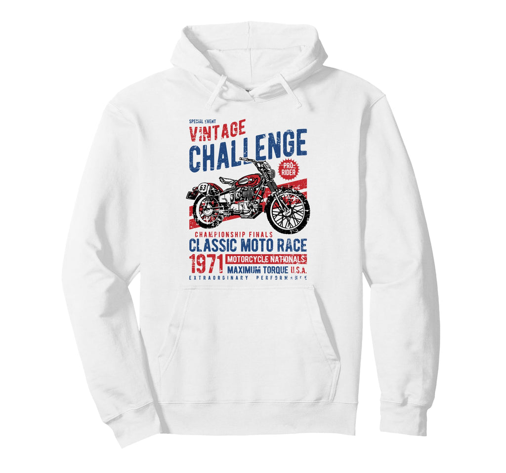 Challenge Motorcycle Race Distressed Hoodie - Graphic Print for Adults - T-Shirt, Sweatshirt, Hoodie