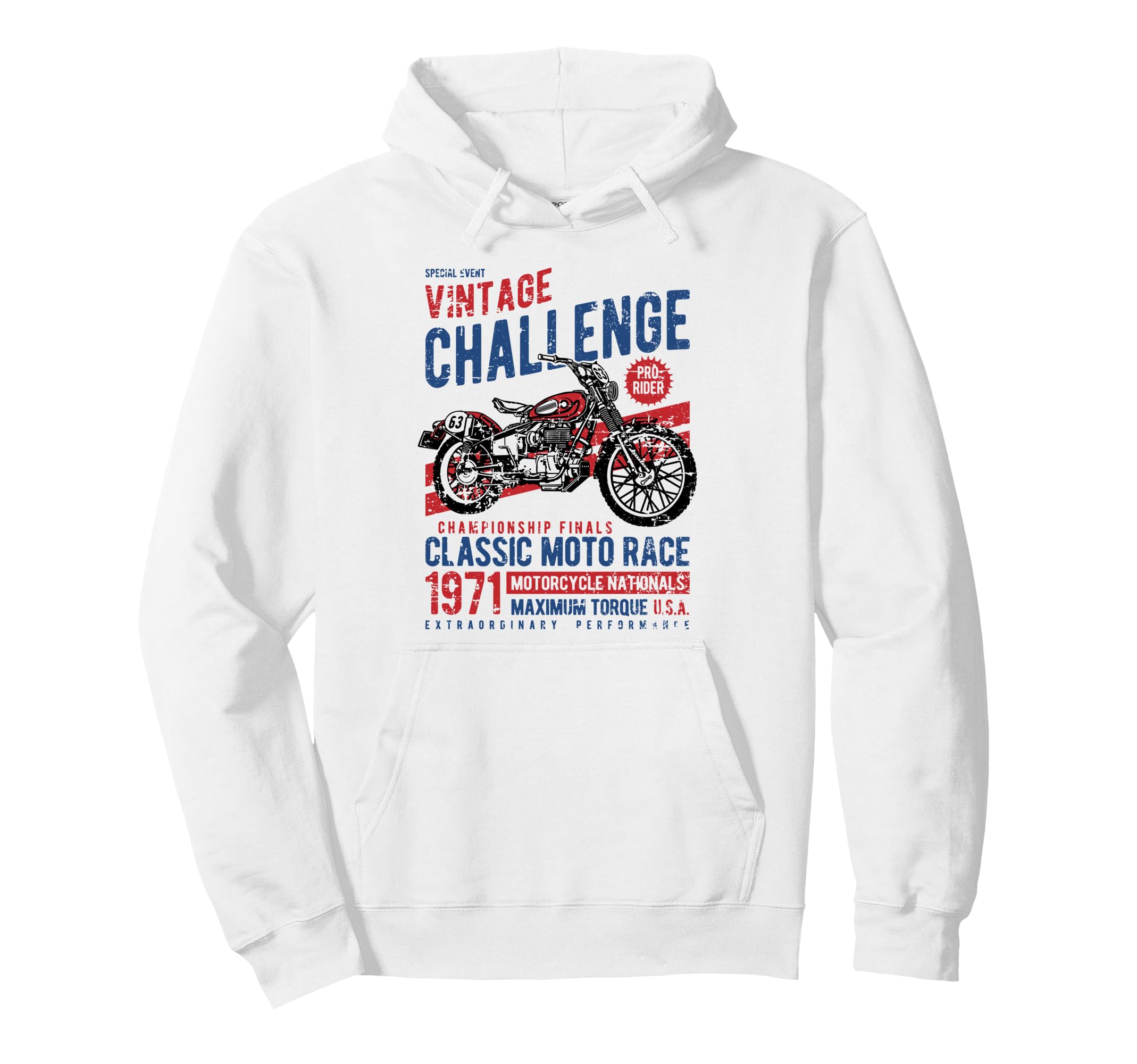 Challenge Motorcycle Race Distressed Hoodie - Graphic Print for Adults - T-Shirt, Sweatshirt, Hoodie