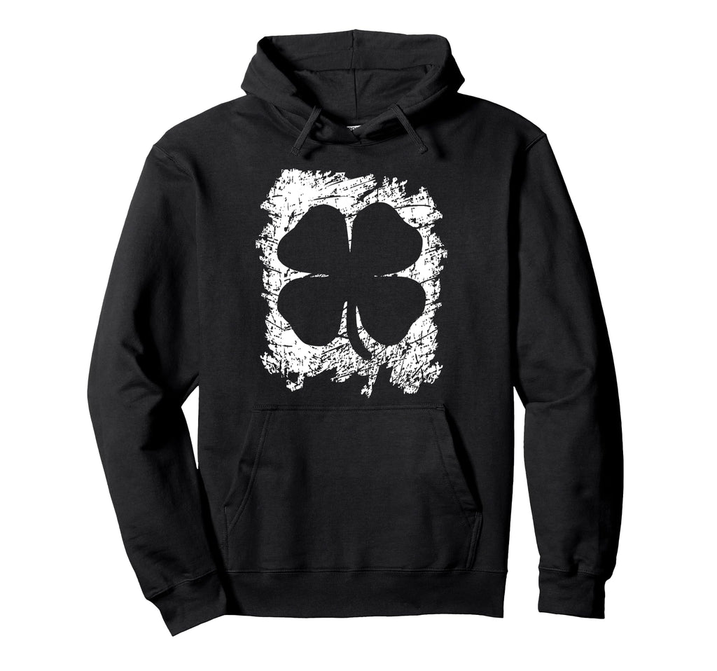 St Patricks Day Distressed Four Leaf Hoodie - Minimalist Print Unisex - T-Shirt, Sweatshirt, Hoodie