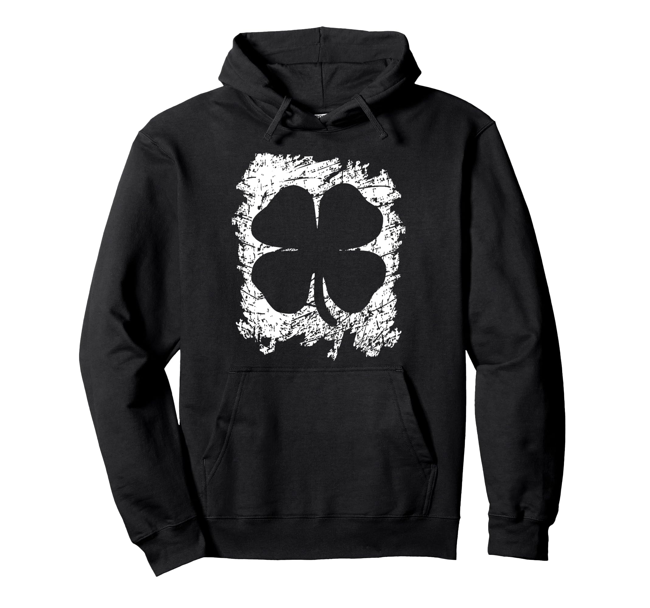 St Patricks Day Distressed Four Leaf Hoodie - Minimalist Print Unisex - T-Shirt, Sweatshirt, Hoodie