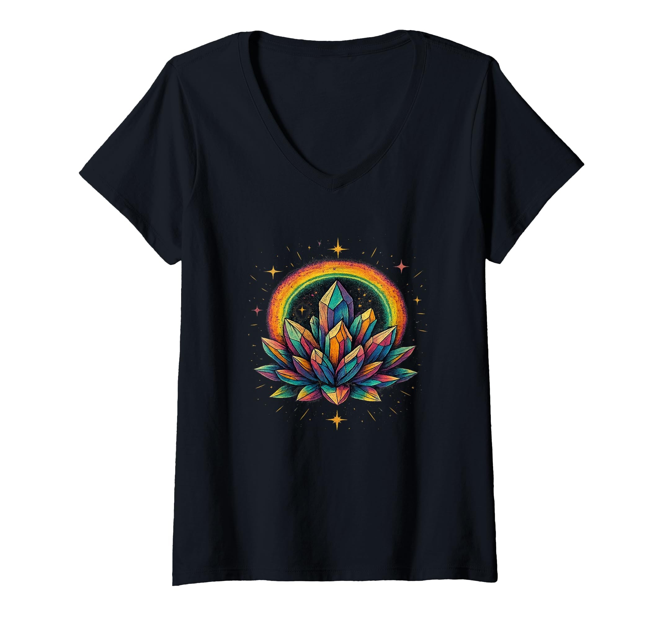 Womens Rainbow Crystal Cluster T-Shirt - Aesthetic Graphic Unisex - T-Shirt, Sweatshirt, Hoodie