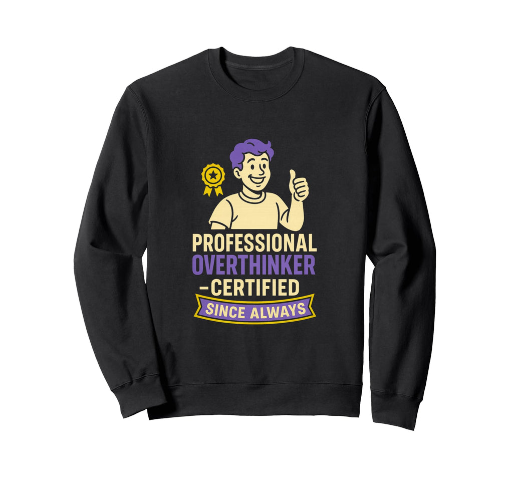 Professional Overthinker Certified Sweatshirt - Graphic Print for Adults - T-Shirt, Sweatshirt, Hoodie