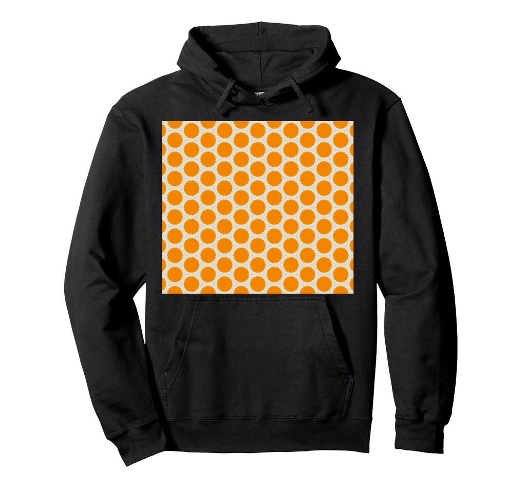 Orange Floral Geometric Pattern Mid Hoodie - Novelty Apparel Unisex - T-Shirt, Sweatshirt, Hoodie