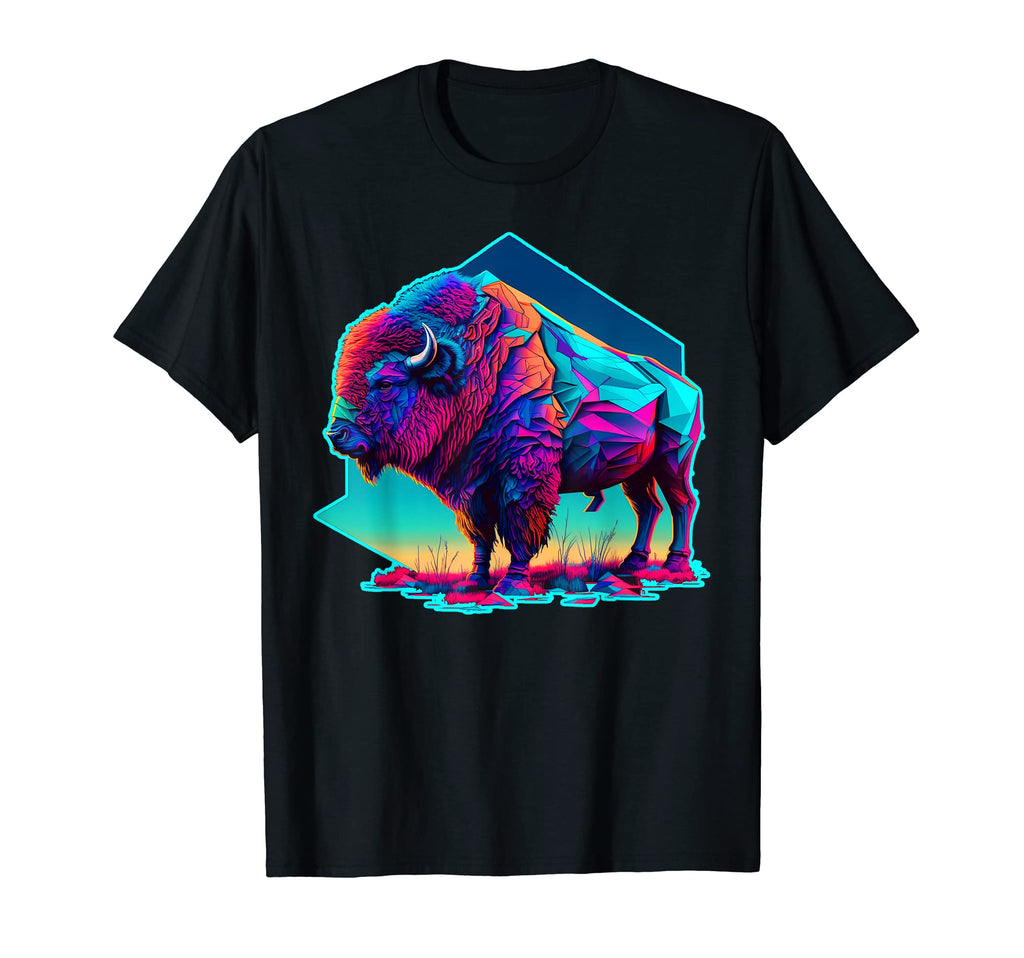 Vaporwave Synthwave Bison American T-Shirt - Minimalist Print Men Women - T-Shirt, Sweatshirt, Hoodie