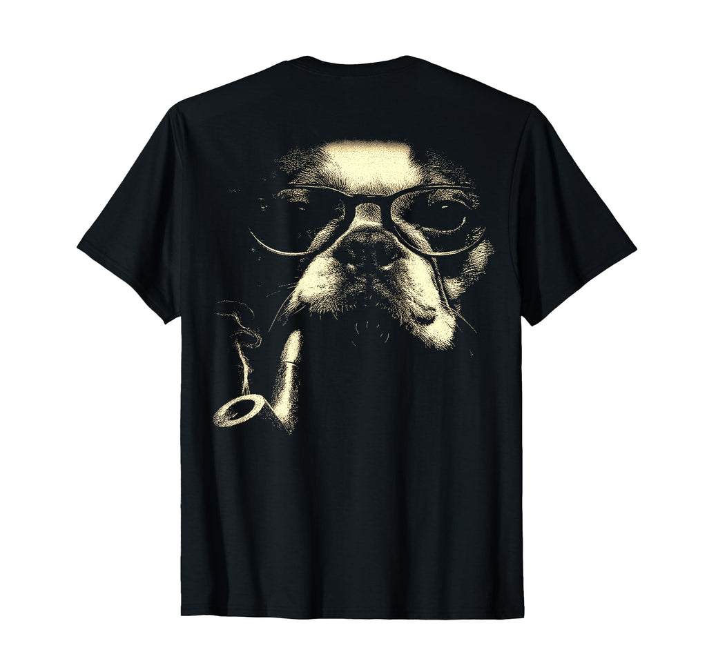 French Bulldog Glasses Smoking Pipe T-Shirt - Graphic Print Men Women - T-Shirt, Sweatshirt, Hoodie