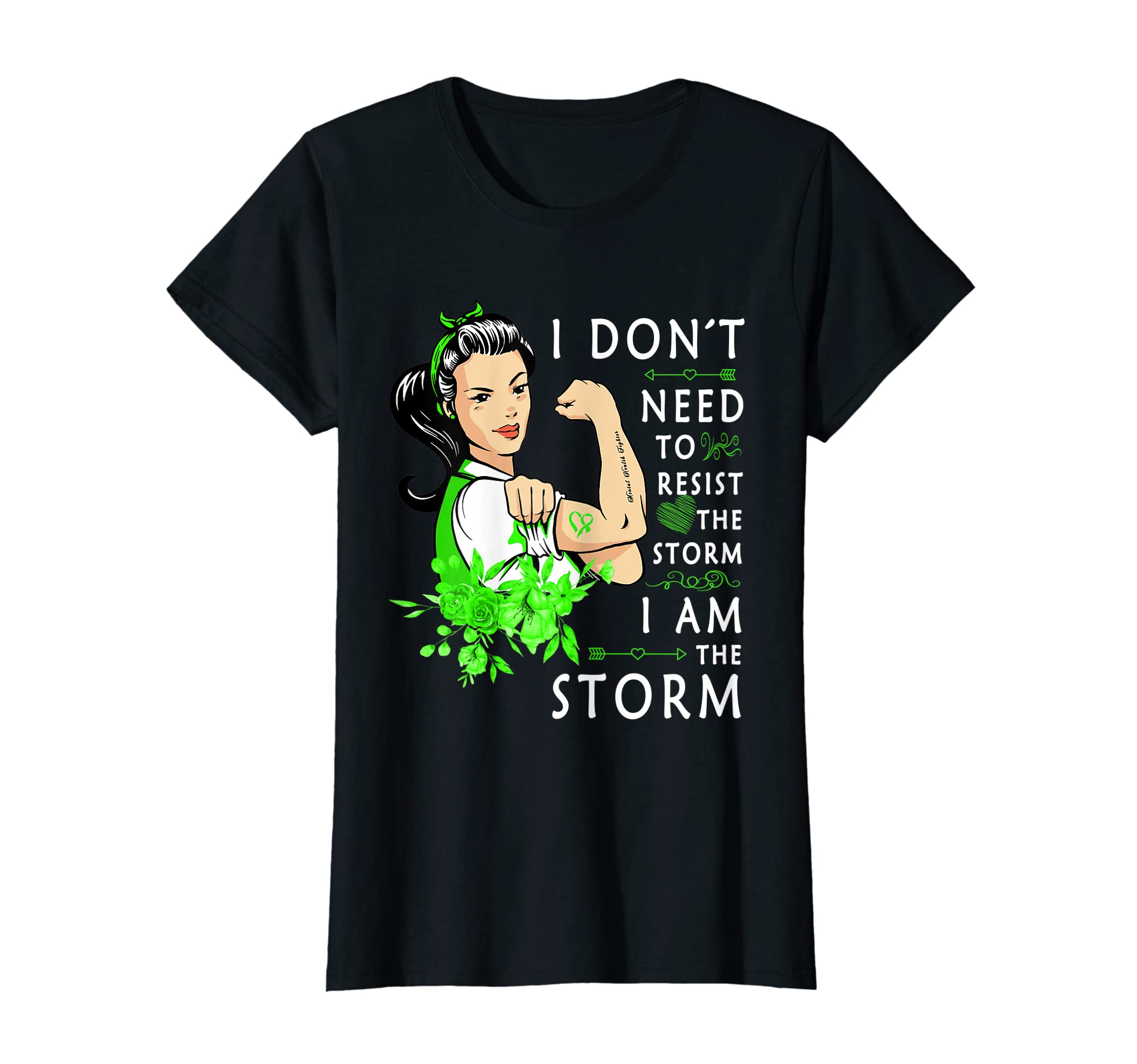 Womens Green Ribbon Resist Storm T-Shirt - Custom Art Print for Adults - T-Shirt, Sweatshirt, Hoodie