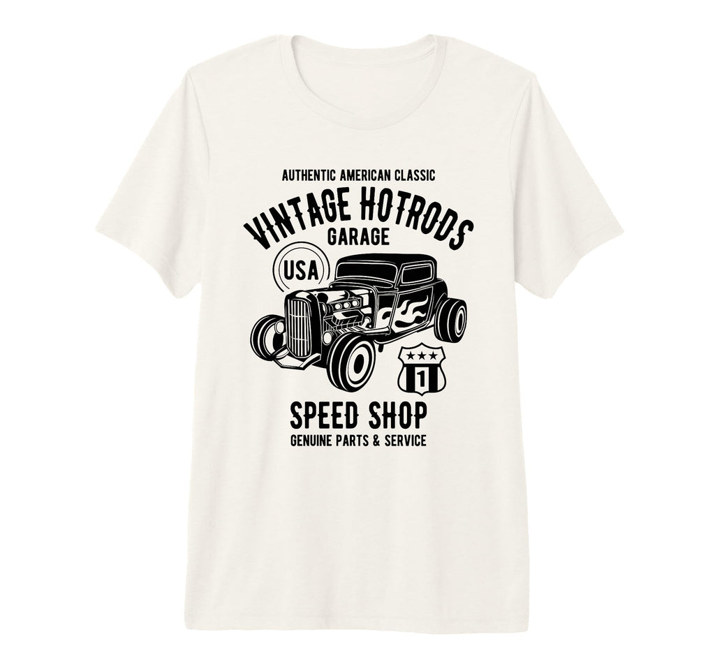 Speed Shop Hotrod Car Distressed Tri T-Shirt - Streetwear Style Unisex - T-Shirt, Sweatshirt, Hoodie