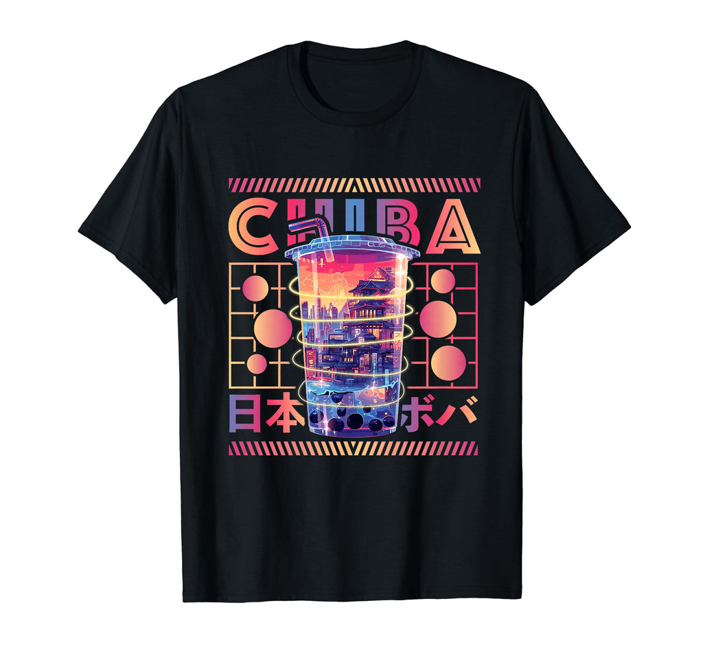 Chiba City 80S Synthwave Boba Tea T-Shirt - Aesthetic Graphic Men Women - T-Shirt, Sweatshirt, Hoodie