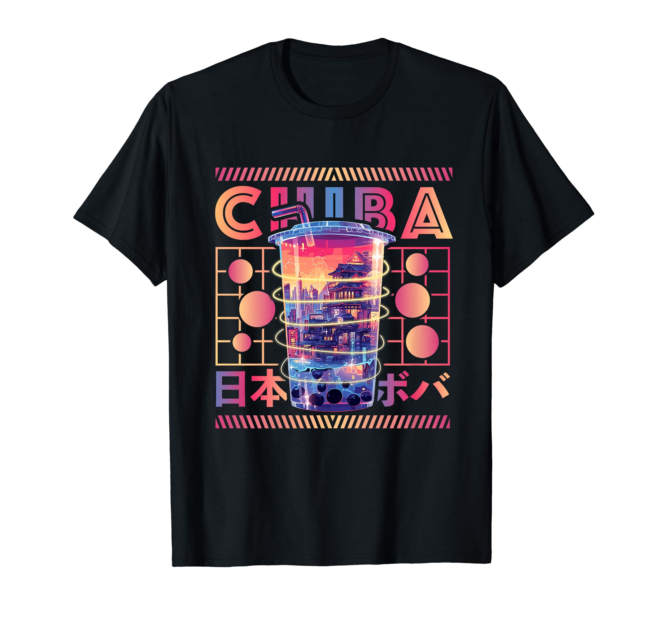 Chiba City 80S Synthwave Boba Tea T-Shirt - Aesthetic Graphic Men Women - T-Shirt, Sweatshirt, Hoodie