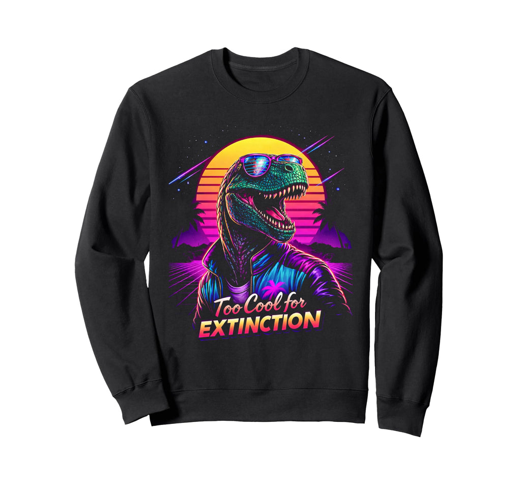 80S Synthwave T Rex Funny Sweatshirt - Minimalist Print for Adults - T-Shirt, Sweatshirt, Hoodie