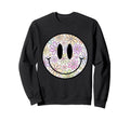 Flower Happy Face Checkered Pattern Sweatshirt - Streetwear Style Unisex - T-Shirt, Sweatshirt, Hoodie