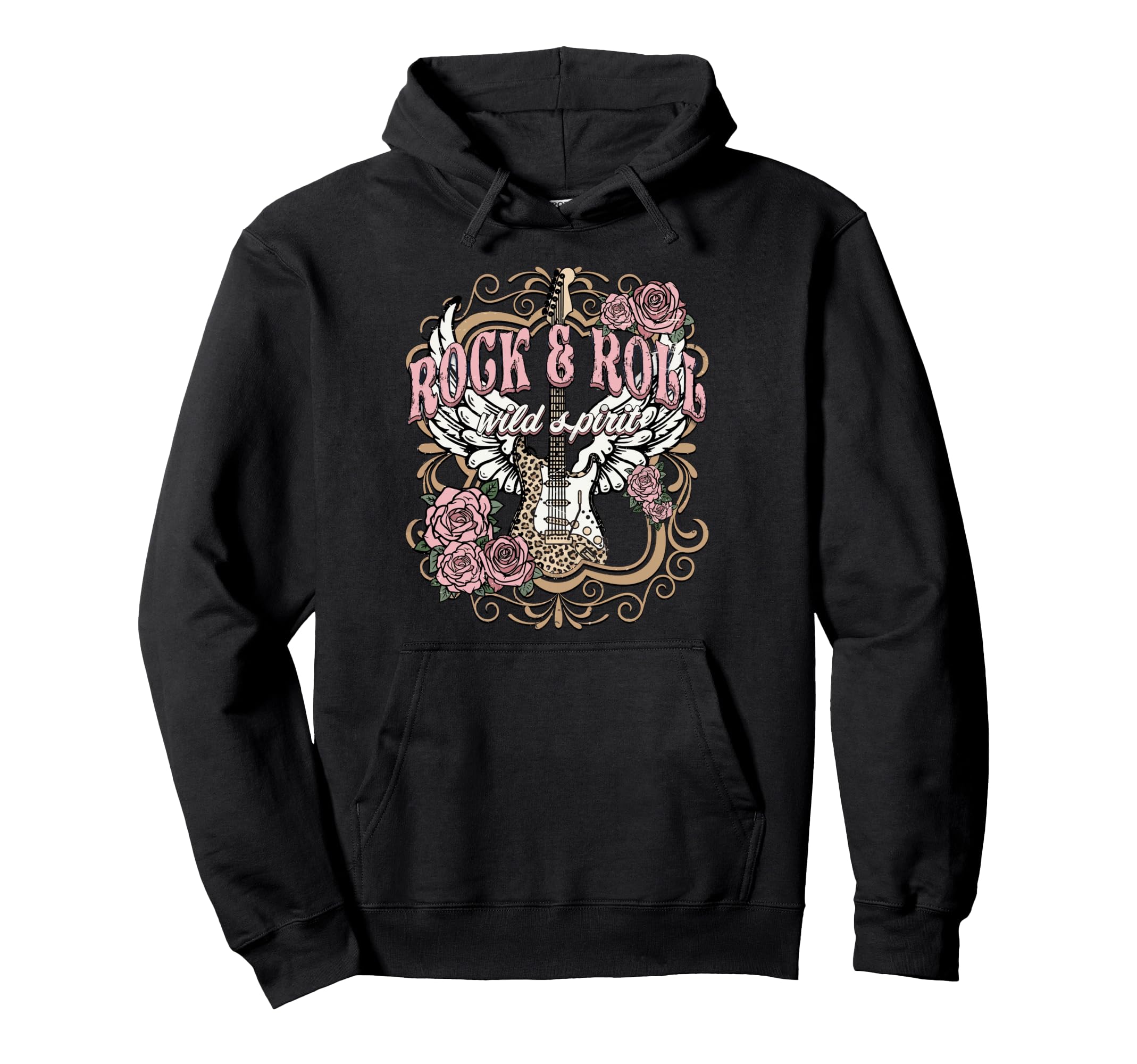 Rock N Roll Wild Spirit Lets Rock Guitar Hoodie - Minimalist Print Unisex - T-Shirt, Sweatshirt, Hoodie