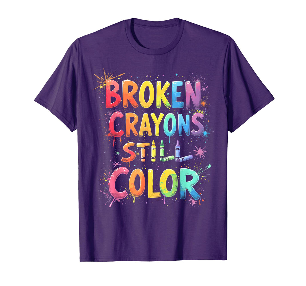 Broken Crayons Still Color Mental T-Shirt - Custom Art Print Men Women - T-Shirt, Sweatshirt, Hoodie