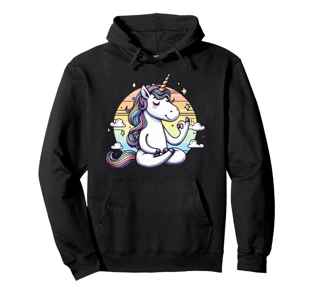 Meditation Unicorn Yoga Pose Hoodie - Fun Novelty Design for Adults - T-Shirt, Sweatshirt, Hoodie