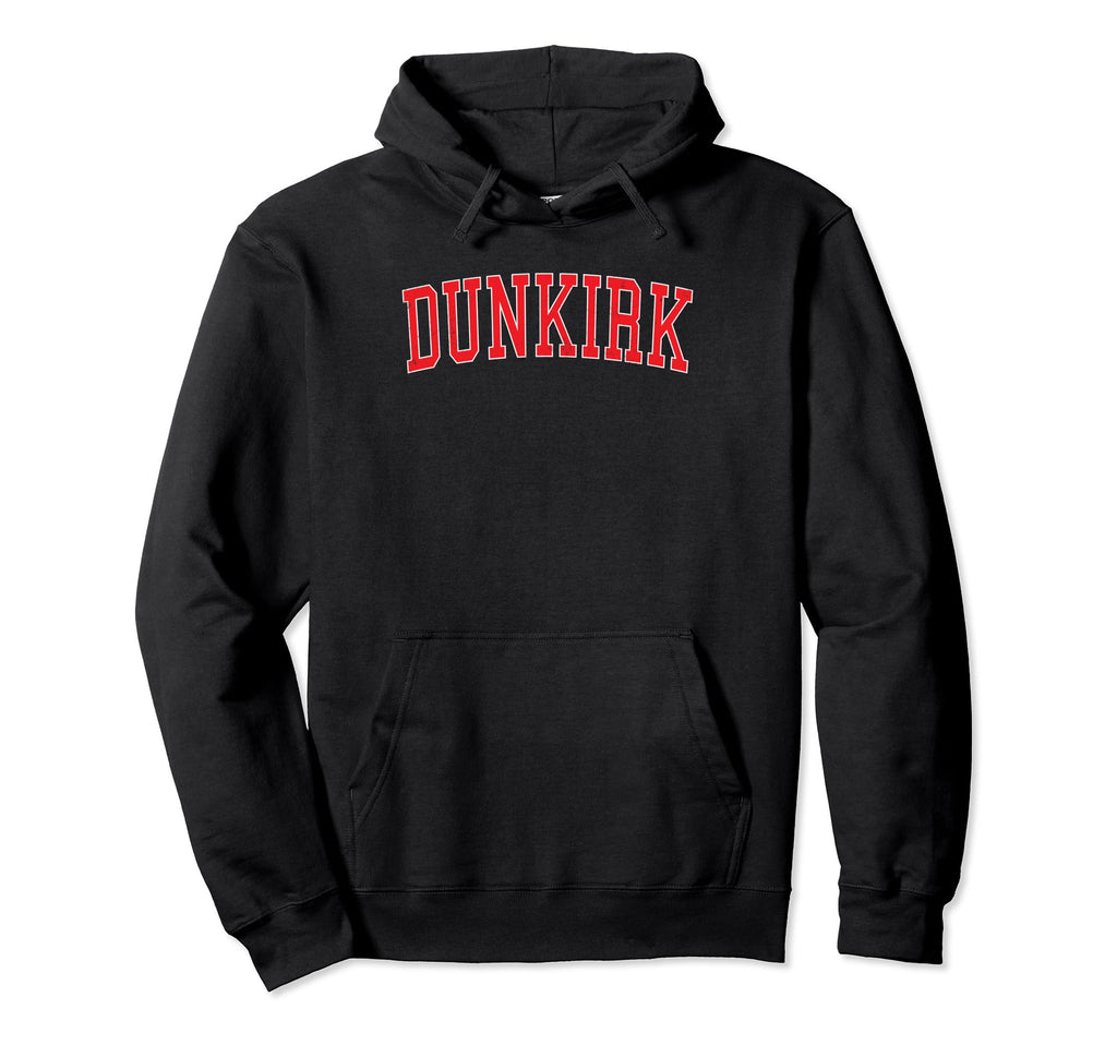 Dunkirk Ny Distressed Red Varsity Hoodie - Unique Graphic Unisex - T-Shirt, Sweatshirt, Hoodie