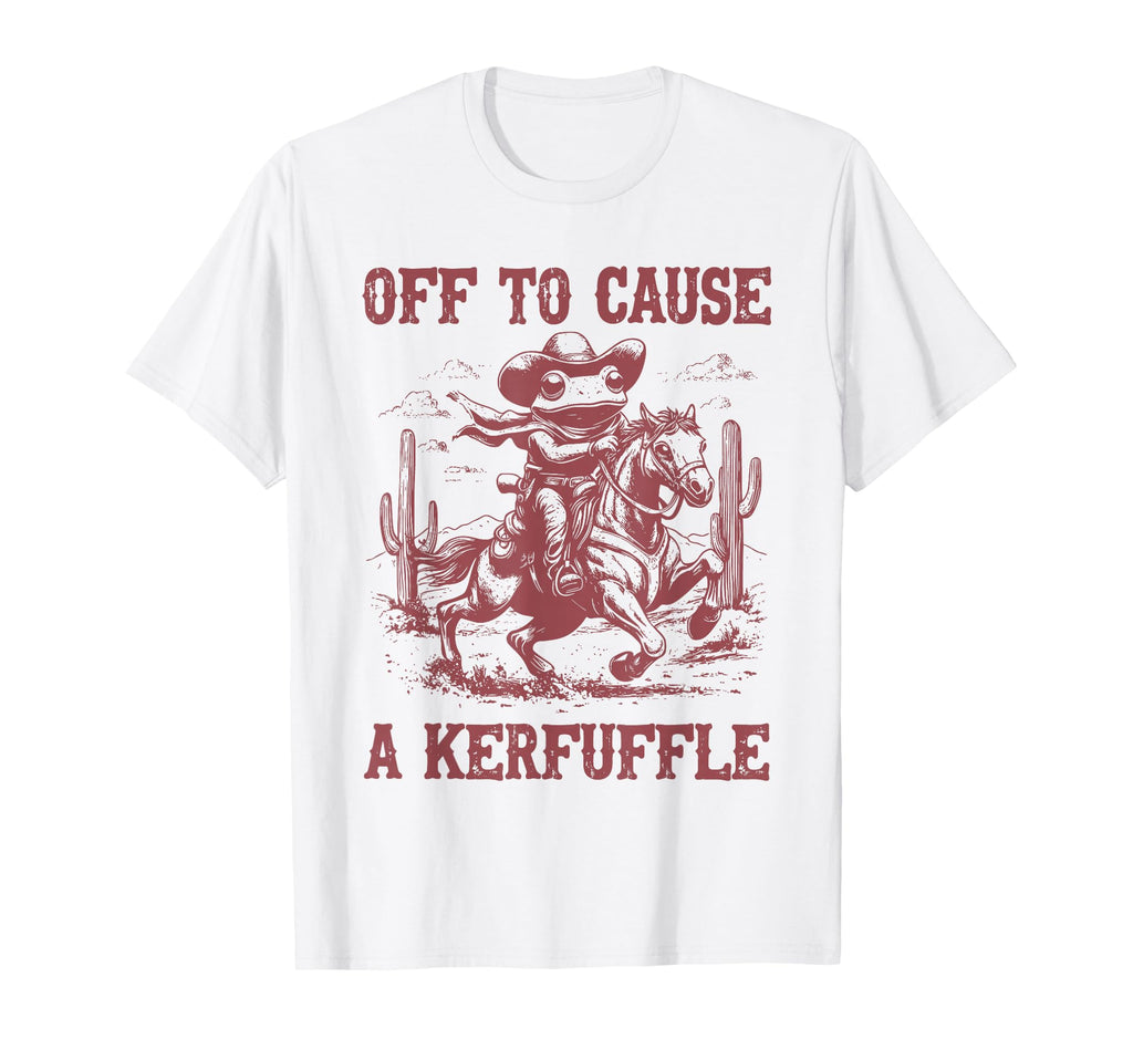 Off To Cause Kerfuffle Frog Funny T-Shirt - Minimalist Print for Adults - T-Shirt, Sweatshirt, Hoodie