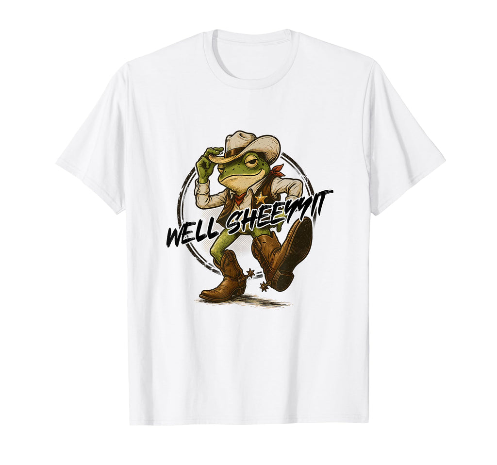 Well Sheeyit Cowboy Frog Funny Western T-Shirt - Minimalist Print Men Women - T-Shirt, Sweatshirt, Hoodie