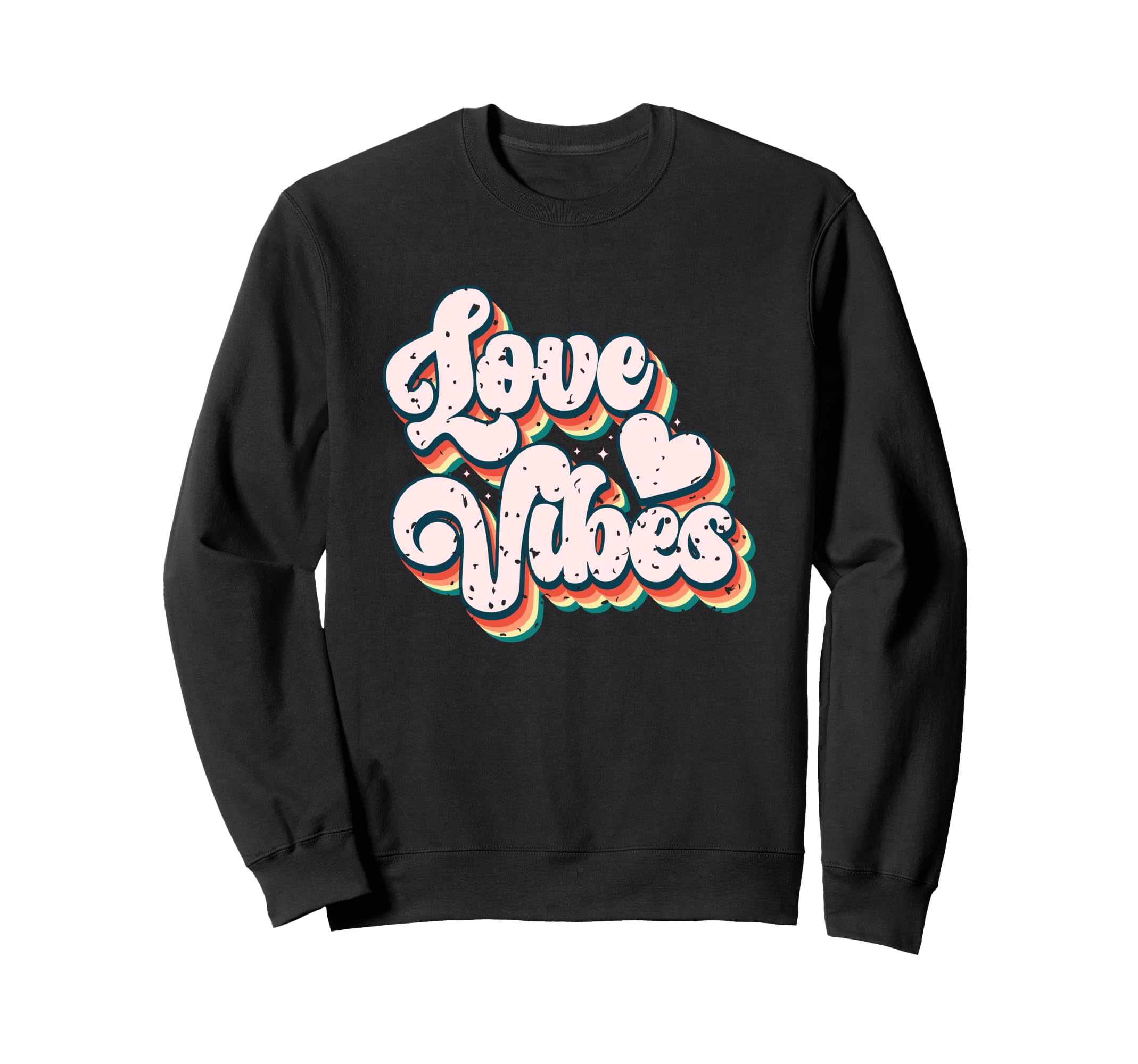 Love Vibes Heart Typography Art Sweatshirt - Minimalist Print Men Women - T-Shirt, Sweatshirt, Hoodie