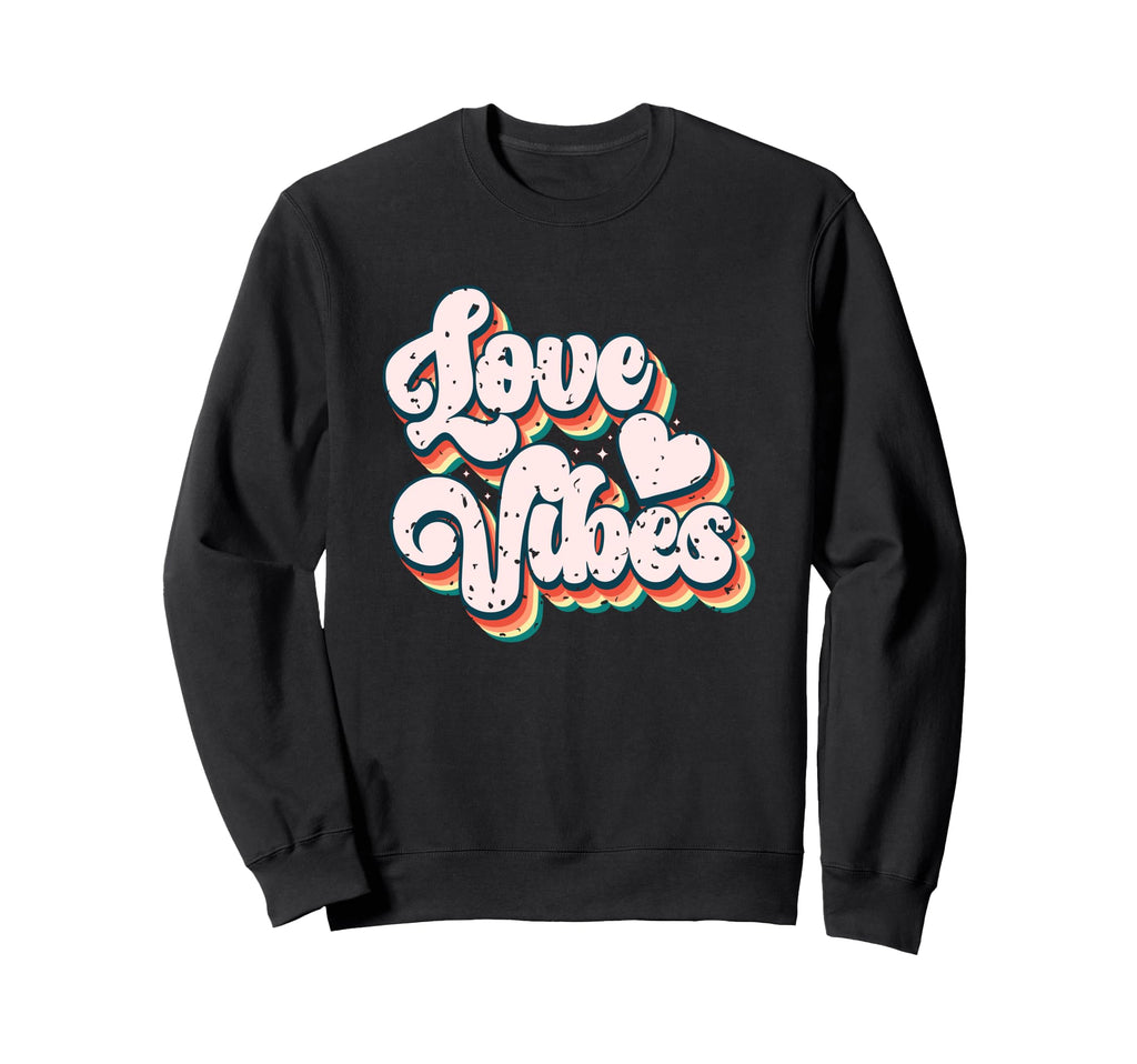 Love Vibes Heart Typography Art Sweatshirt - Graphic Print Unisex - T-Shirt, Sweatshirt, Hoodie