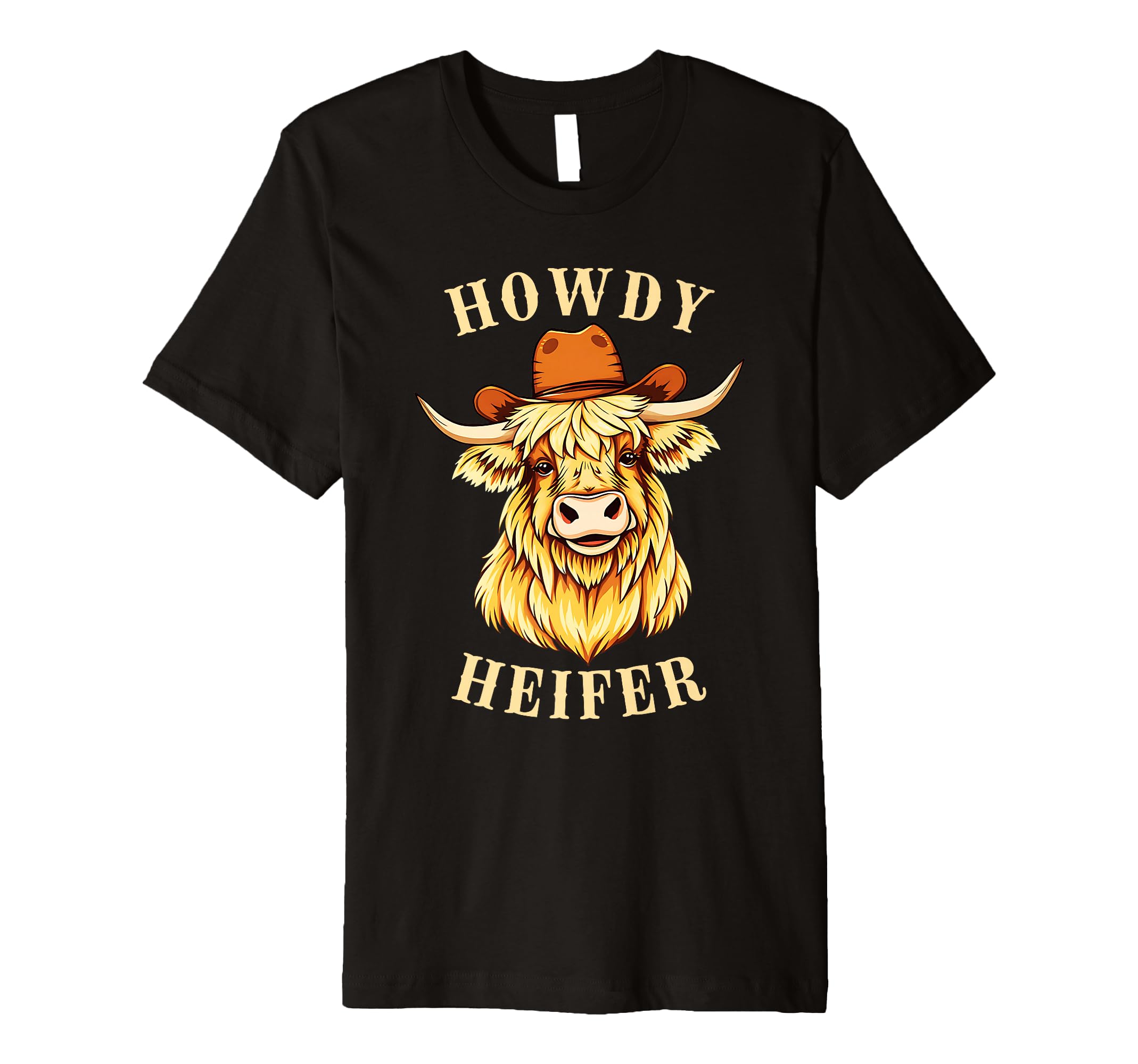 Funny Highland Cow Cowboy Hat Howdy T-Shirt - Aesthetic Graphic for Adults - T-Shirt, Sweatshirt, Hoodie