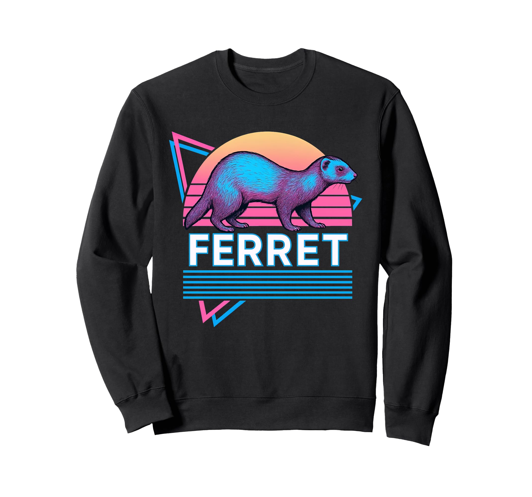 Ferret Synthwave Aesthetic Pet Lover Sweatshirt - Trendy Graphic Men Women - T-Shirt, Sweatshirt, Hoodie
