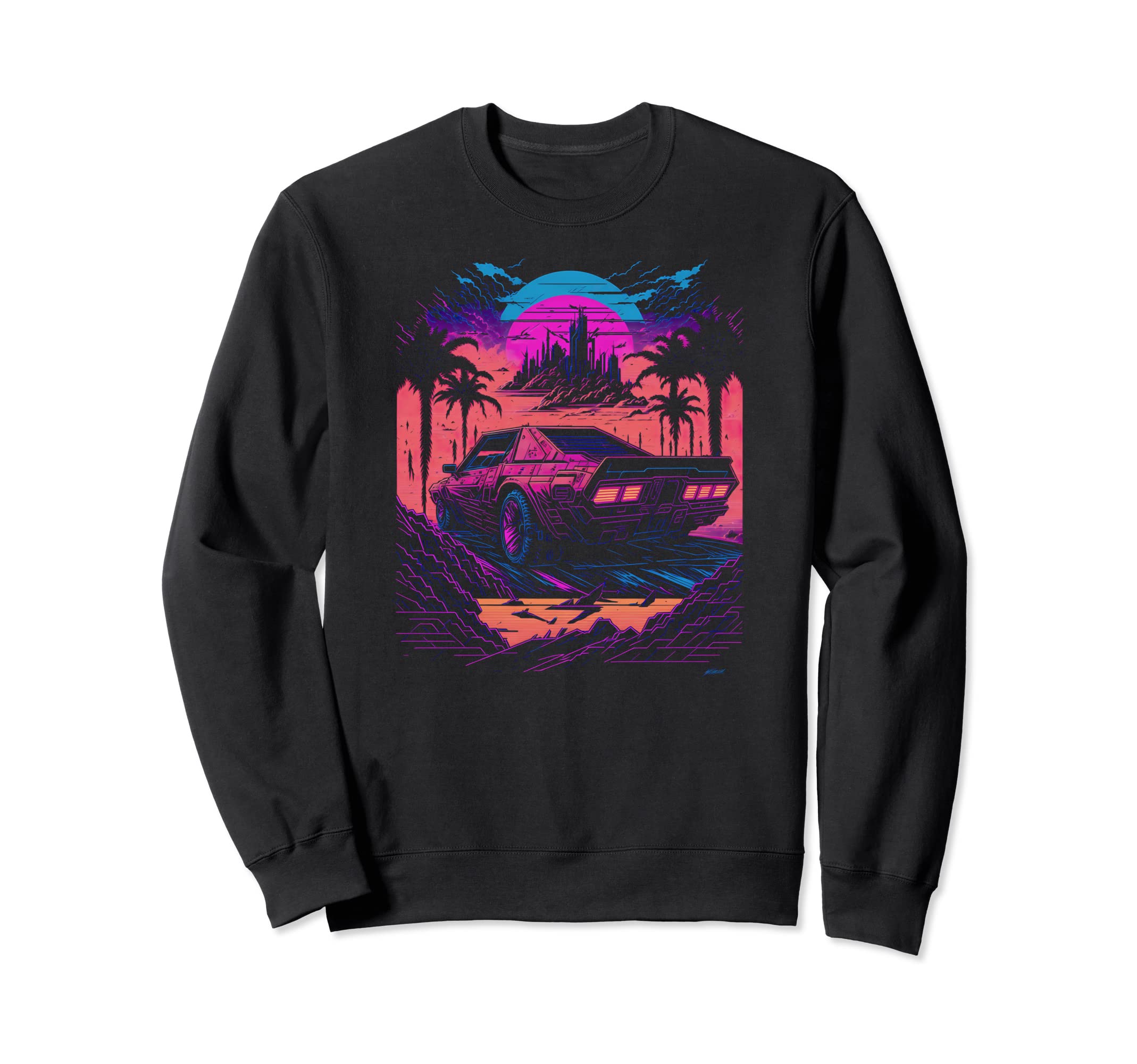 Synthwave Art Car Driving Sunset Sweatshirt - Novelty Apparel Unisex - T-Shirt, Sweatshirt, Hoodie
