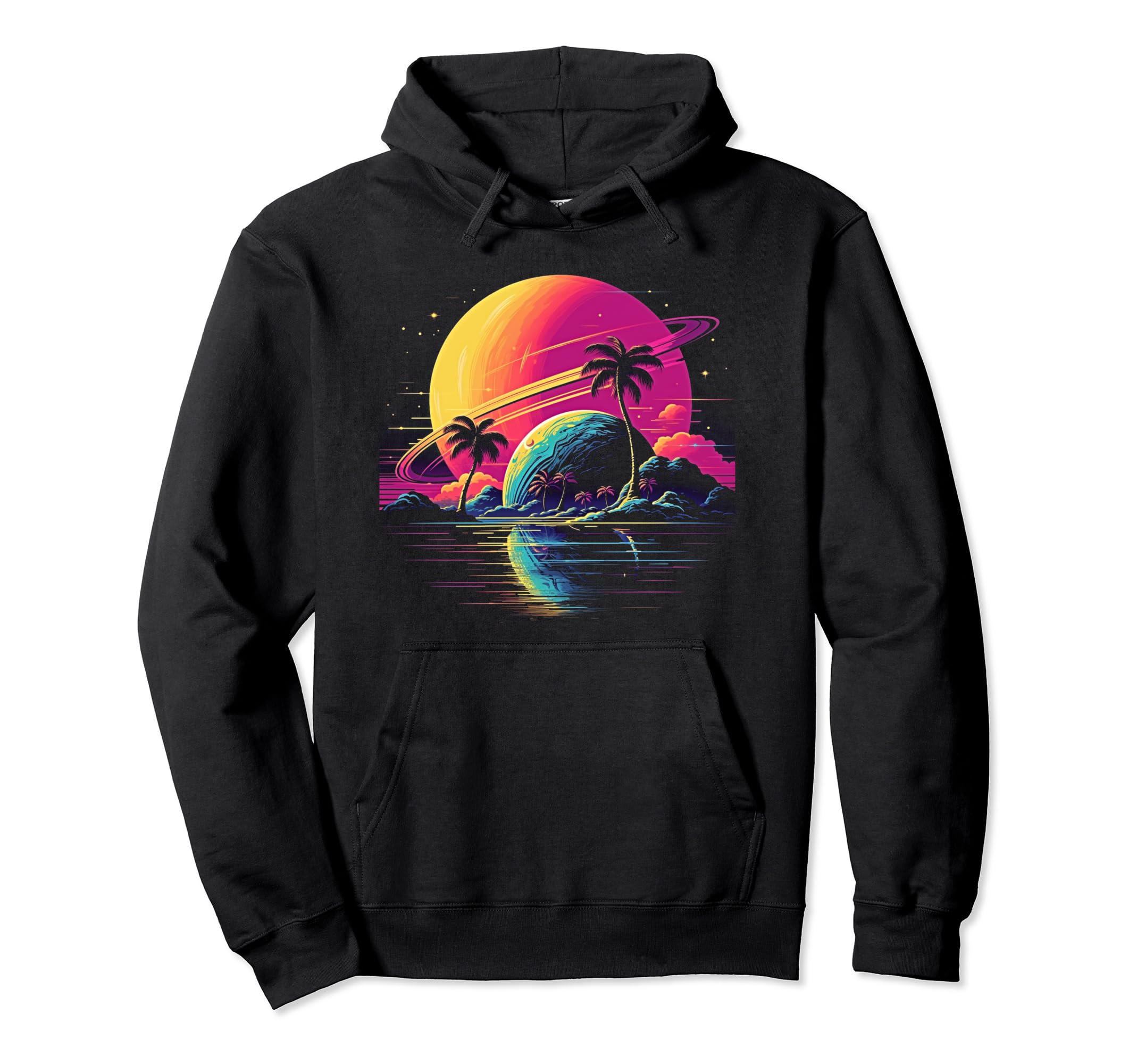 Vaporwave Solar System 80S Synthwave Hoodie - Casual Everyday Wear Unisex - T-Shirt, Sweatshirt, Hoodie