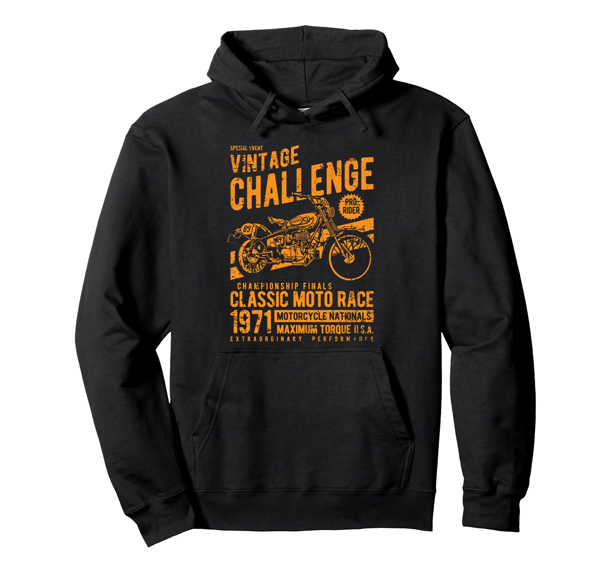 Challenge Motorcycle Race Distressed Hoodie - Novelty Apparel for Adults - T-Shirt, Sweatshirt, Hoodie