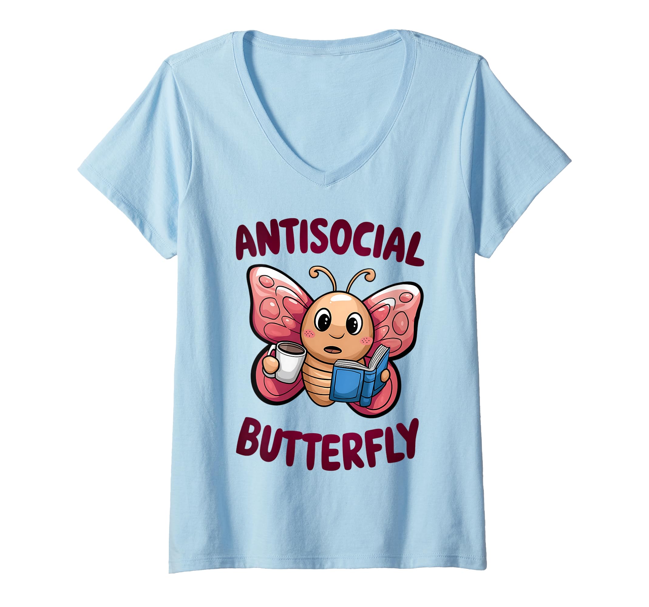 Womens Groovy Anti Social Butterfly Ironic T-Shirt - Unique Graphic Unisex - T-Shirt, Sweatshirt, Hoodie