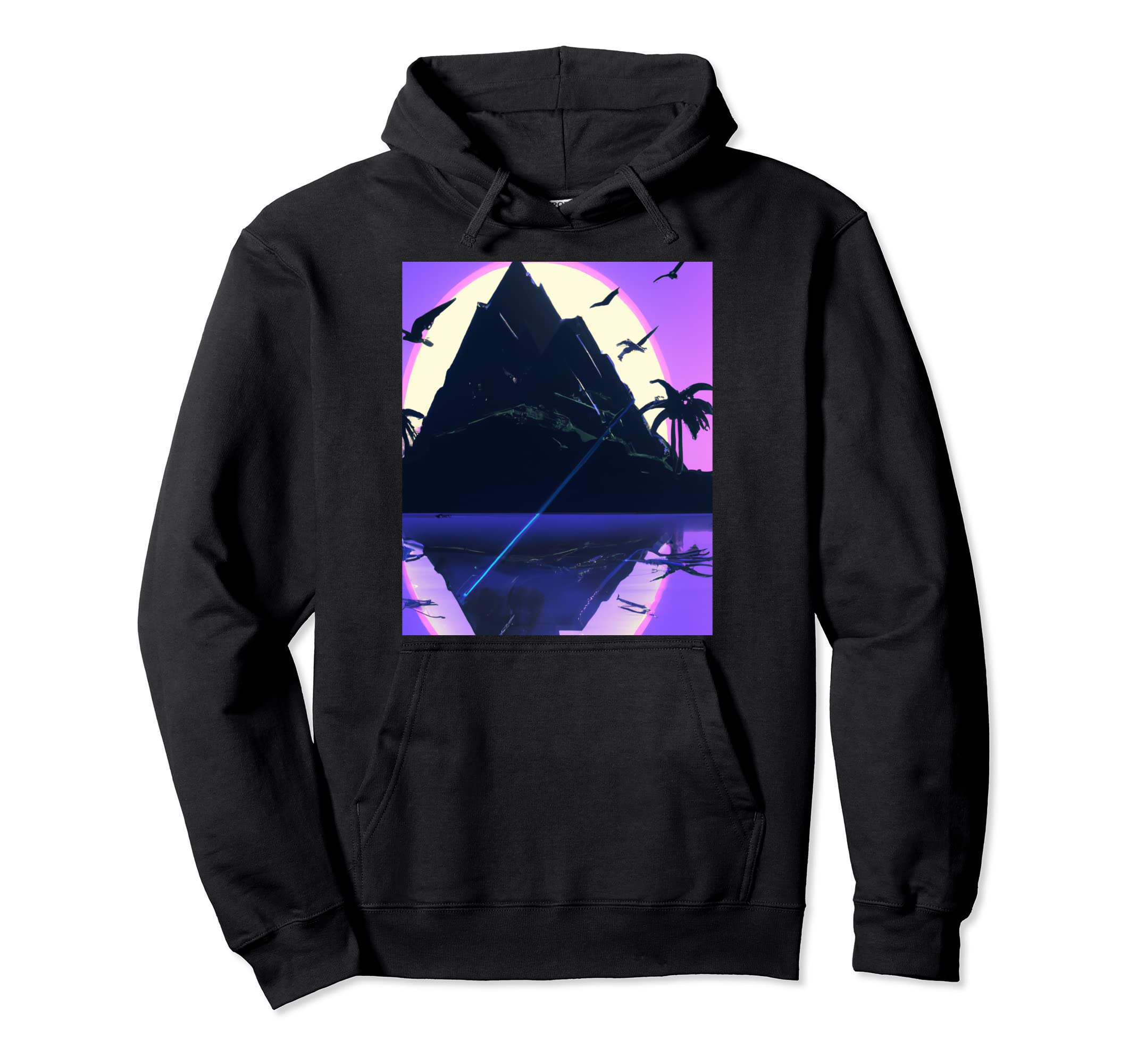 Vaporwave Aesthetic Mysterious Island Hoodie - Novelty Apparel for Adults - T-Shirt, Sweatshirt, Hoodie