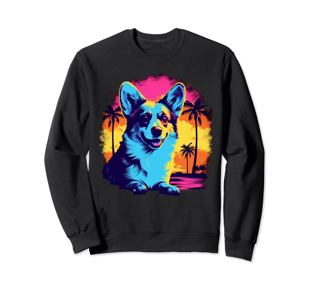 Pembroke Welsh Corgi 80S Synthwave Sweatshirt - Streetwear Style Men Women - T-Shirt, Sweatshirt, Hoodie