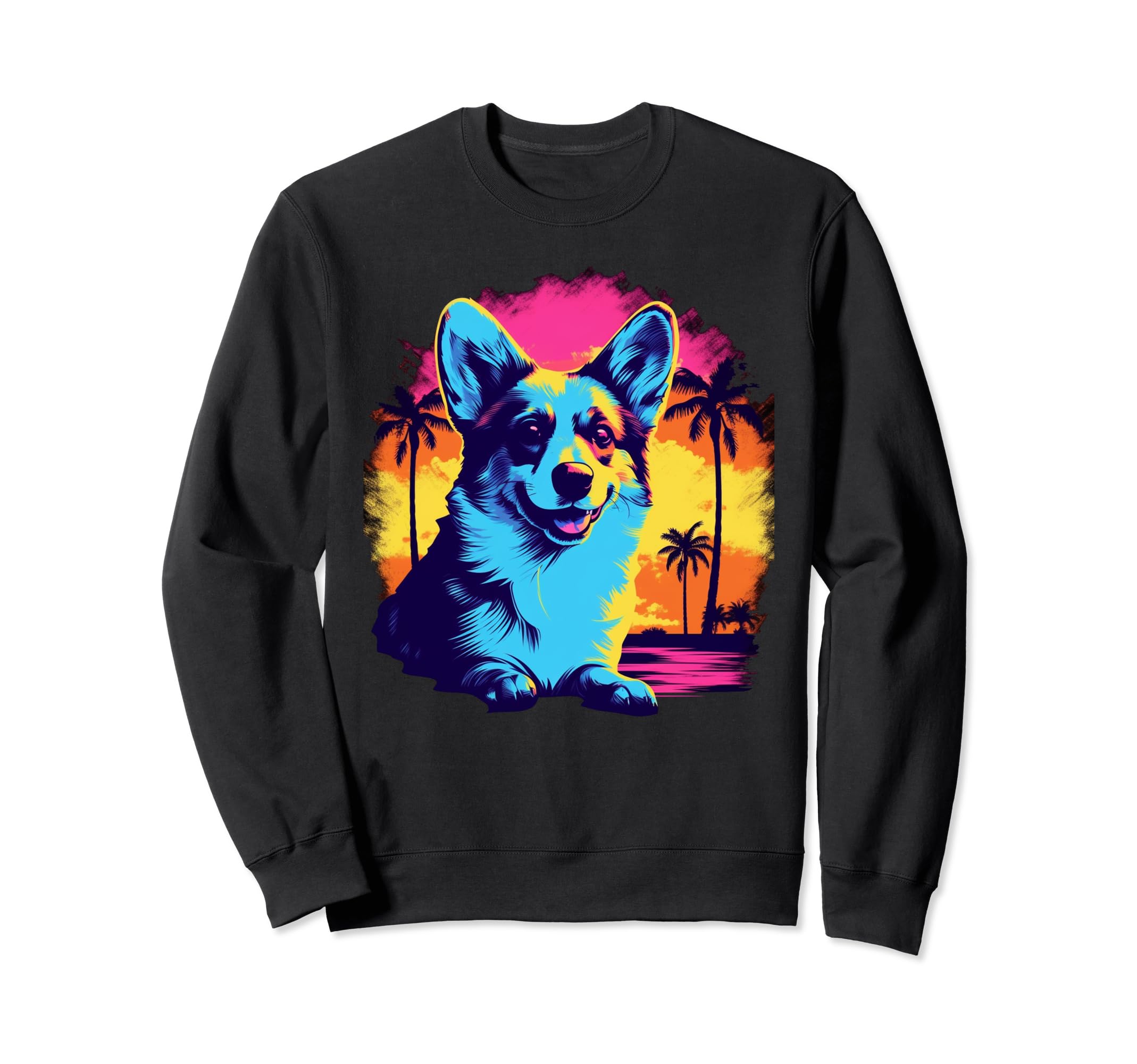 Pembroke Welsh Corgi 80S Synthwave Sweatshirt - Streetwear Style Men Women - T-Shirt, Sweatshirt, Hoodie