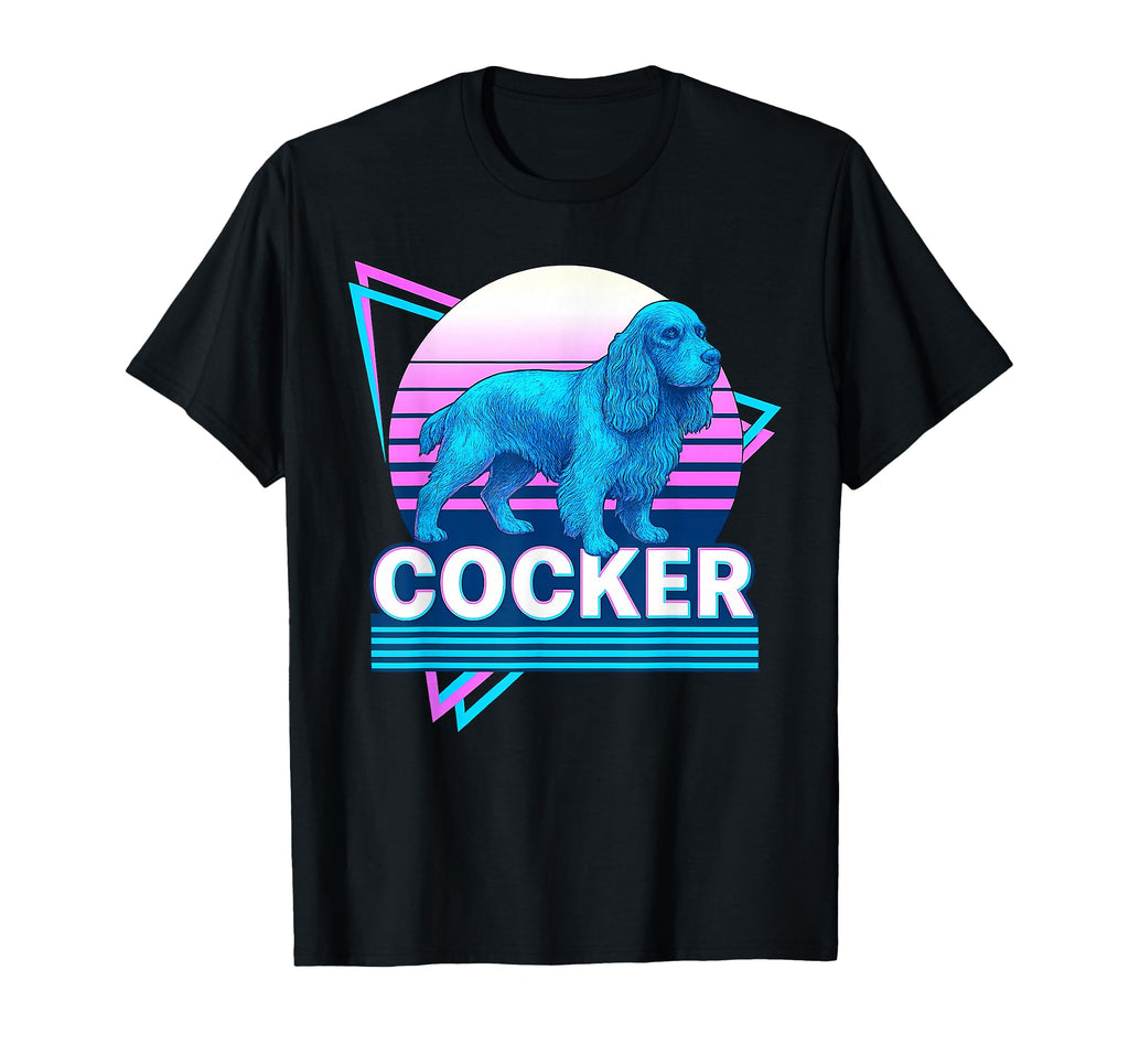 Cocker Spaniel Synthwave Aesthetic Dog T-Shirt - Novelty Apparel Men Women - T-Shirt, Sweatshirt, Hoodie