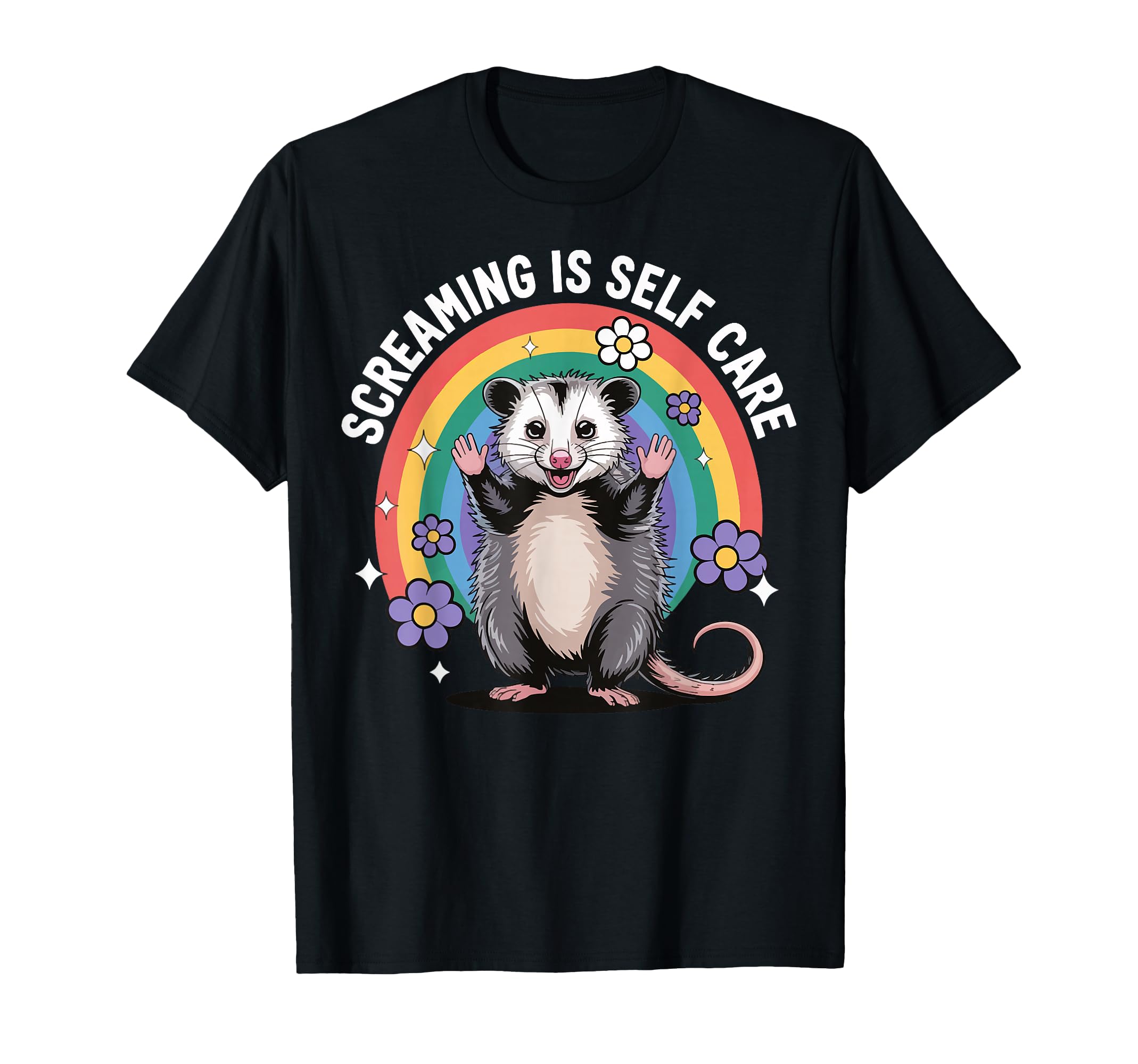 Opossum Therapeutic Screaming Stress T-Shirt - Minimalist Print for Adults - T-Shirt, Sweatshirt, Hoodie