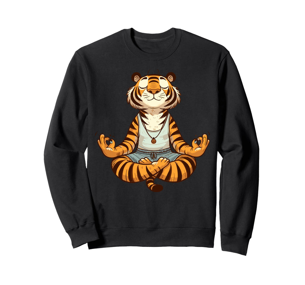 Meditation Tiger Yoga Pose Relaxing Sweatshirt - Fun Novelty Design Unisex - T-Shirt, Sweatshirt, Hoodie