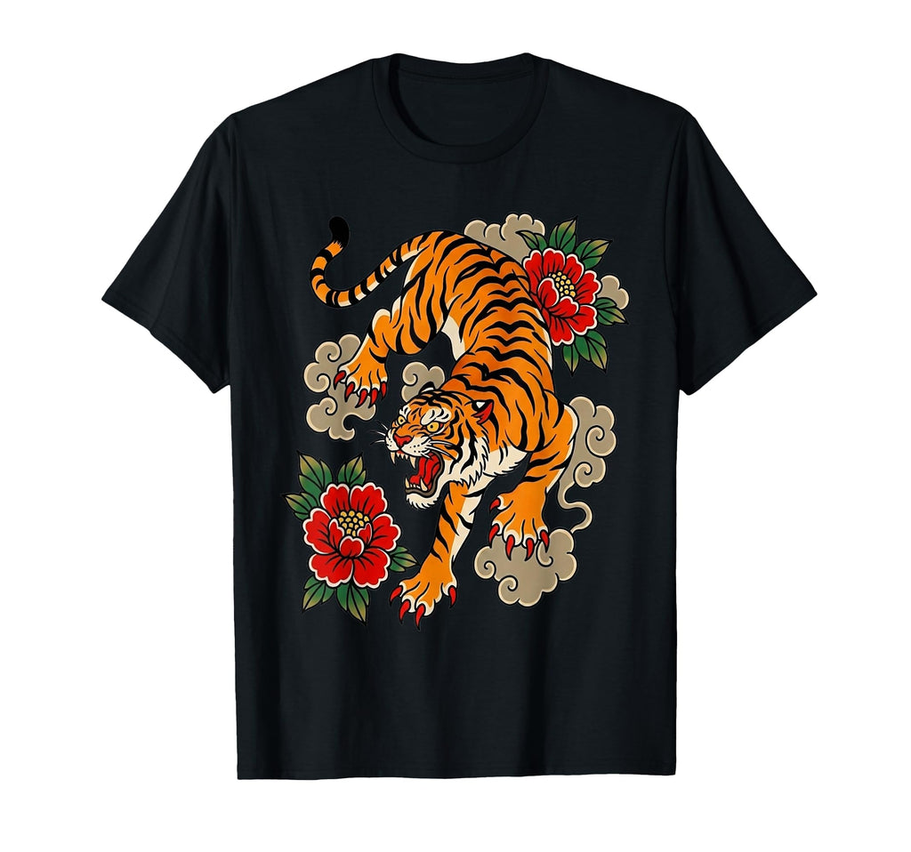 Traditional Tattoo Tiger Old School Flash T-Shirt - Novelty Apparel Unisex - T-Shirt, Sweatshirt, Hoodie