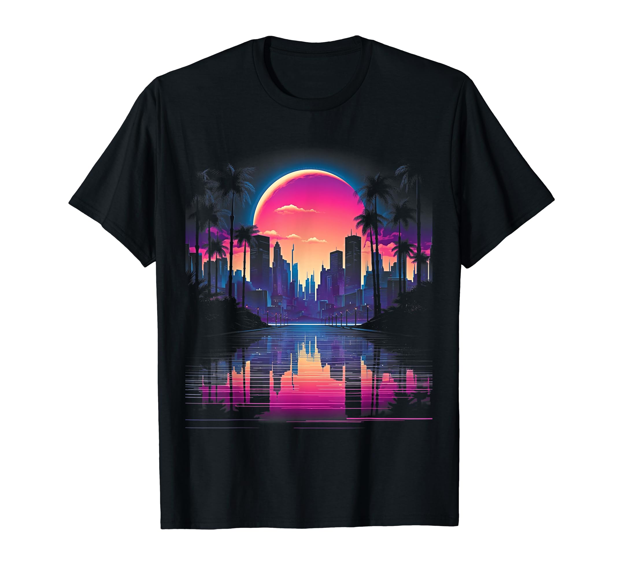 Vaporwave Cityscape 80S Synthwave 11 T-Shirt - Trendy Graphic for Adults - T-Shirt, Sweatshirt, Hoodie