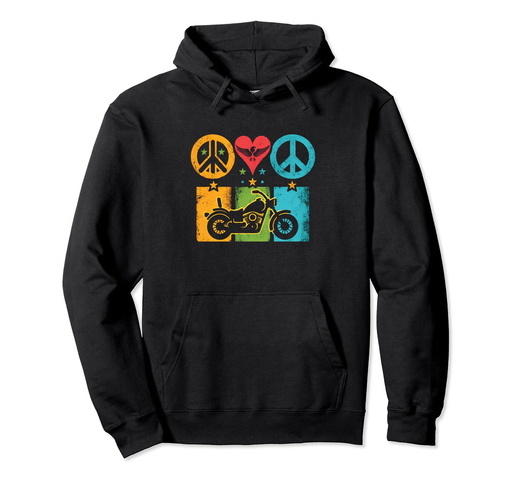 Peace Love And Motorbike Peace Symbol Hoodie - Aesthetic Graphic Unisex - T-Shirt, Sweatshirt, Hoodie