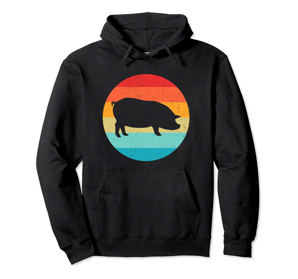 Pig Silhouette Sunset 70S 80S Distressed Hoodie - Graphic Print for Adults - T-Shirt, Sweatshirt, Hoodie