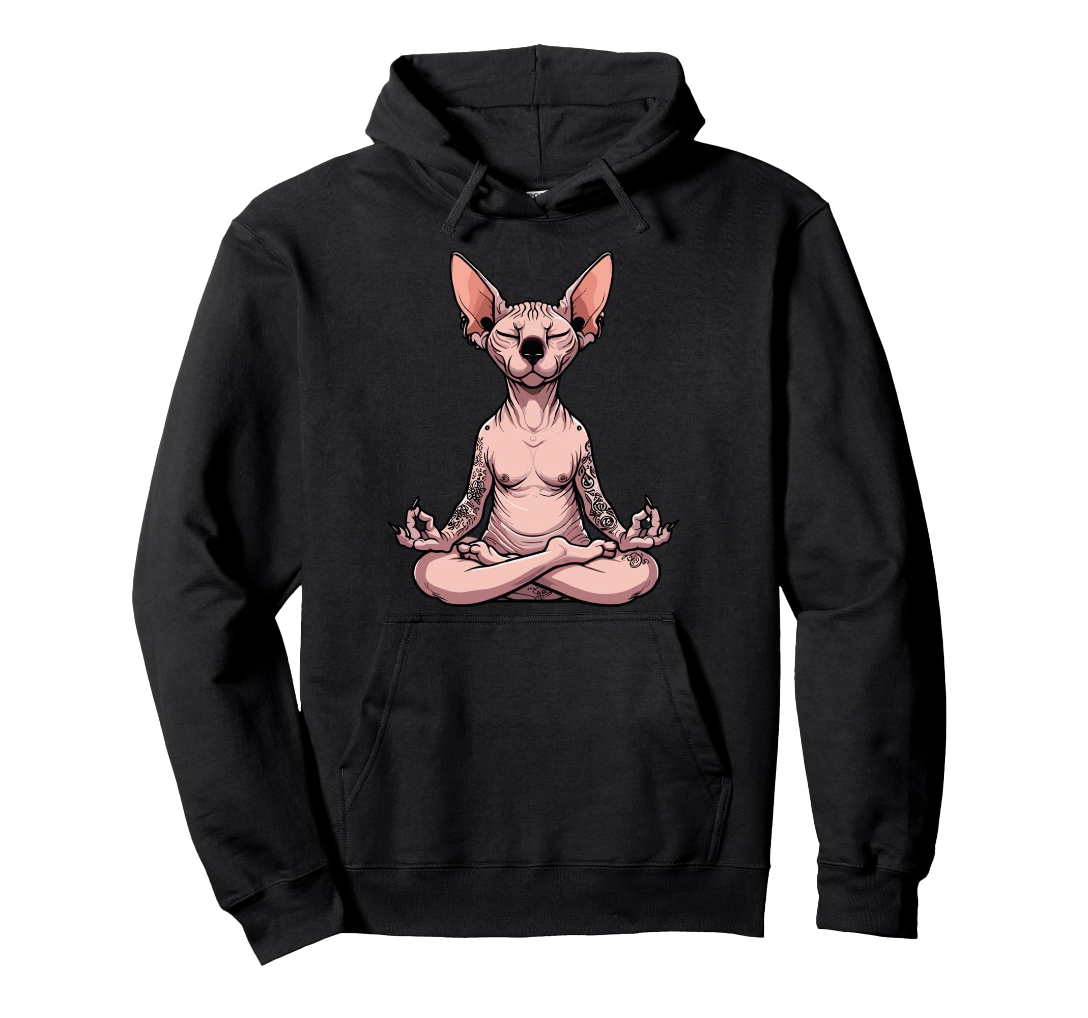 Meditation Sphynx Yoga Pose Hoodie - Fun Novelty Design for Adults - T-Shirt, Sweatshirt, Hoodie