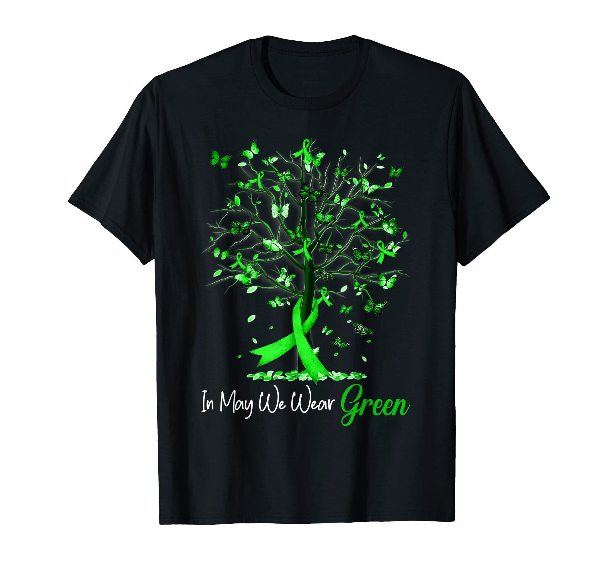 May We Wear Green Tree Ribbon Mental T-Shirt - Minimalist Print for Adults - T-Shirt, Sweatshirt, Hoodie
