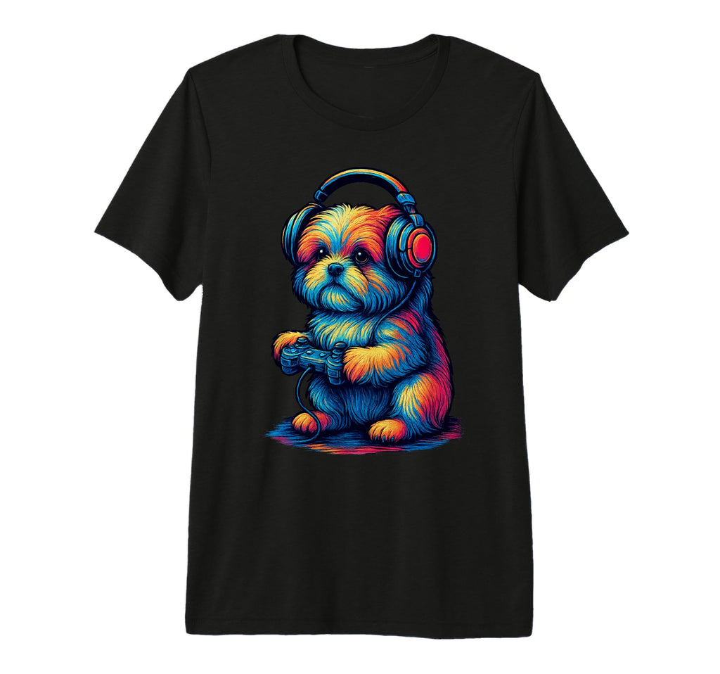 Shih Tzu Gamer Gaming Dog Lover Tri T-Shirt - Aesthetic Graphic Men Women - T-Shirt, Sweatshirt, Hoodie