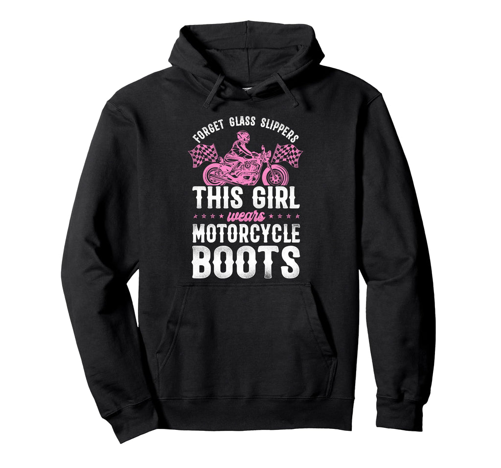Motorcycle Biker Female Forget Glass Hoodie - Minimalist Print Unisex - T-Shirt, Sweatshirt, Hoodie