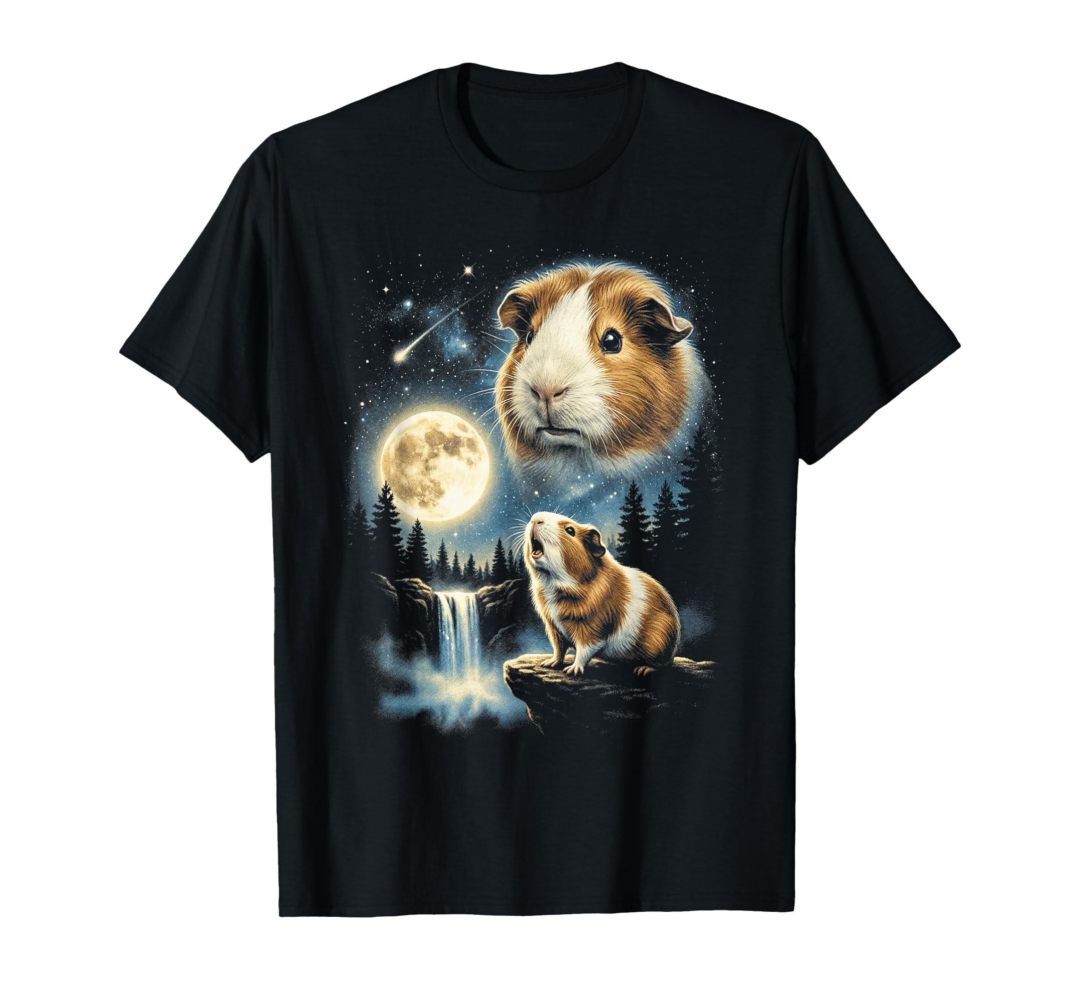 Guinea Pig Howling To Moon Meme Funny T-Shirt - Novelty Apparel for Adults - T-Shirt, Sweatshirt, Hoodie