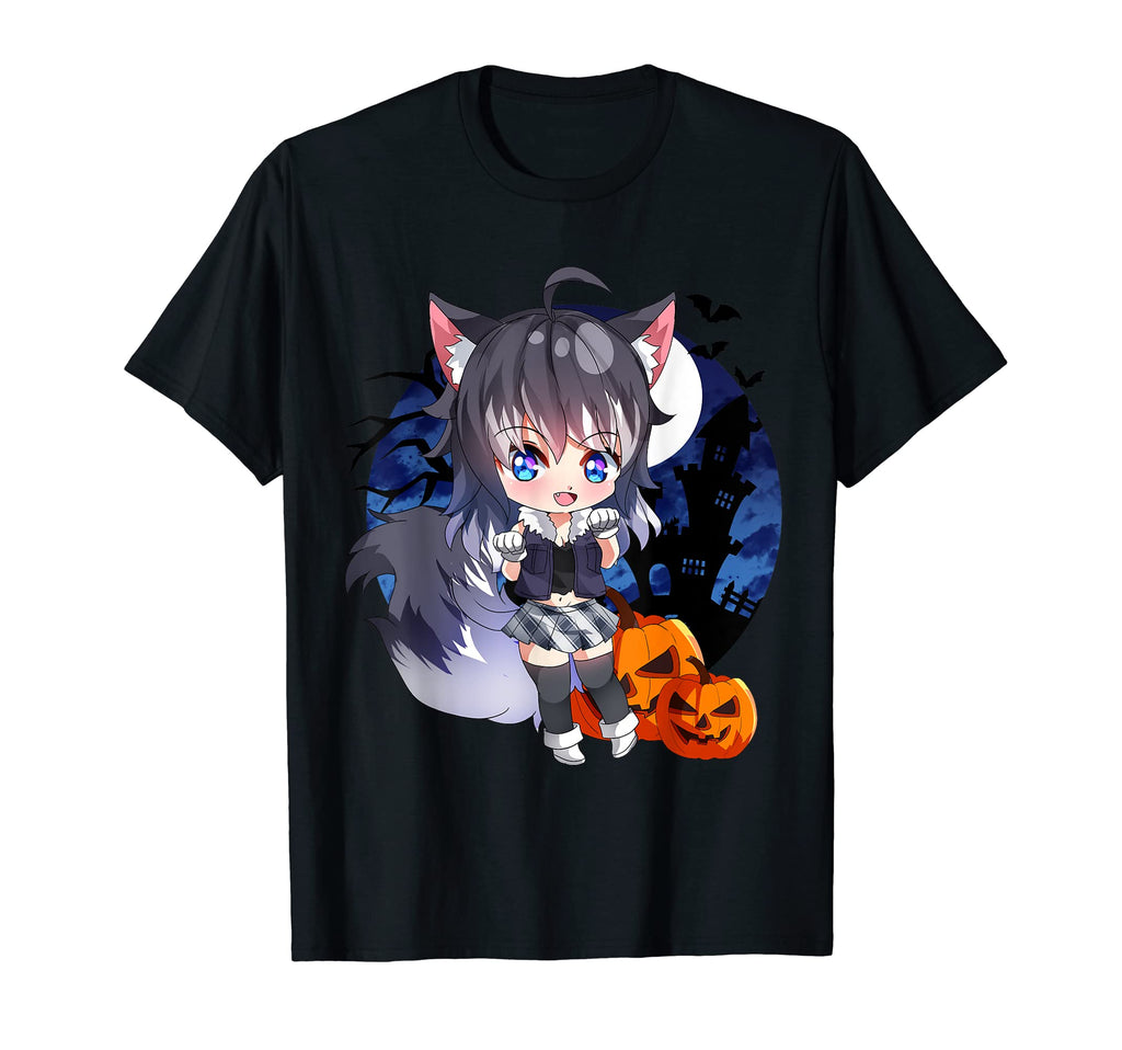 Halloween Chibi Anime Sexy Pinup Werewolf T-Shirt - Custom Art Print Unisex - T-Shirt, Sweatshirt, Hoodie