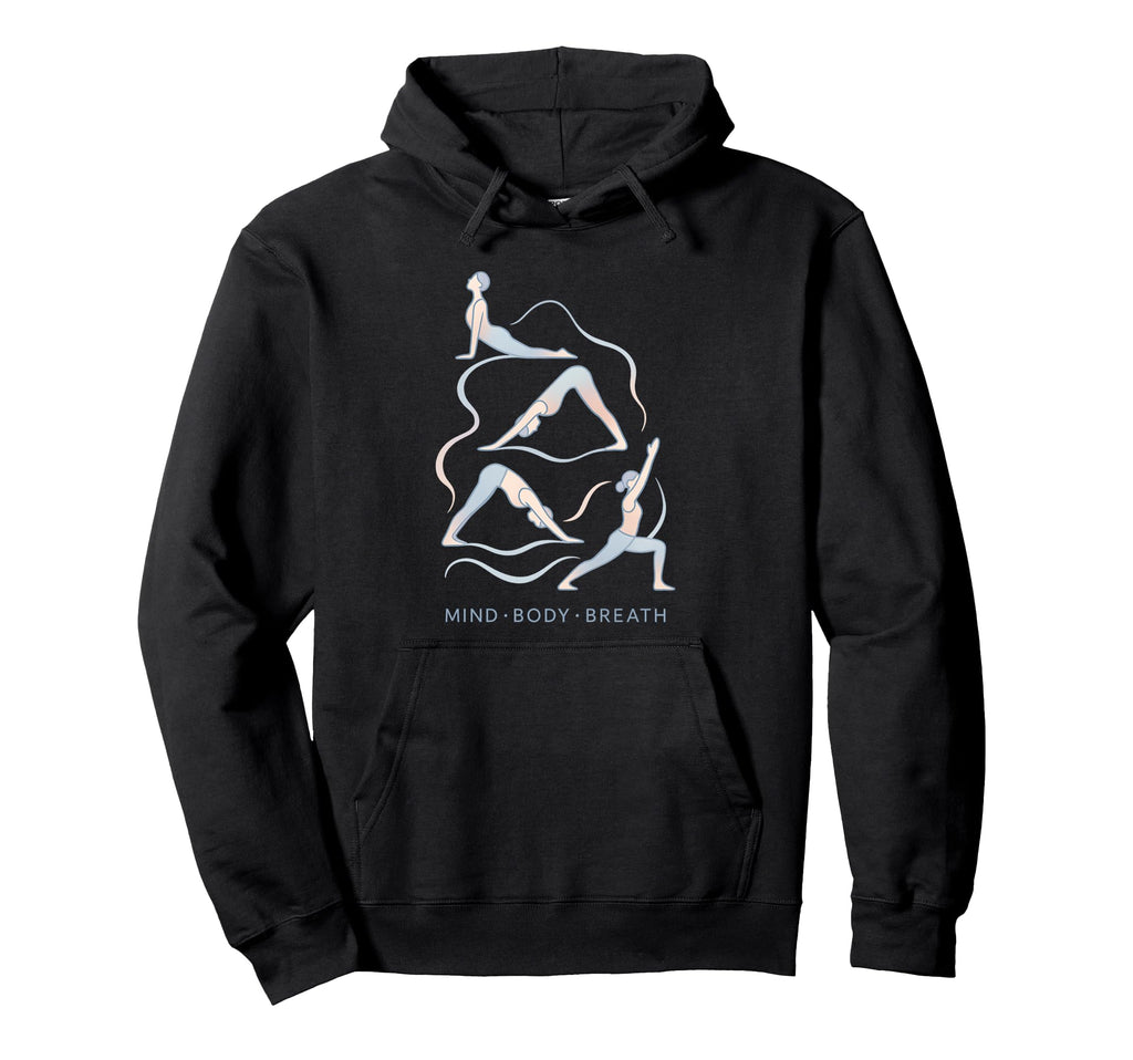 Mind Body Breath Yoga Poses Hoodie - Minimalist Print for Adults - T-Shirt, Sweatshirt, Hoodie