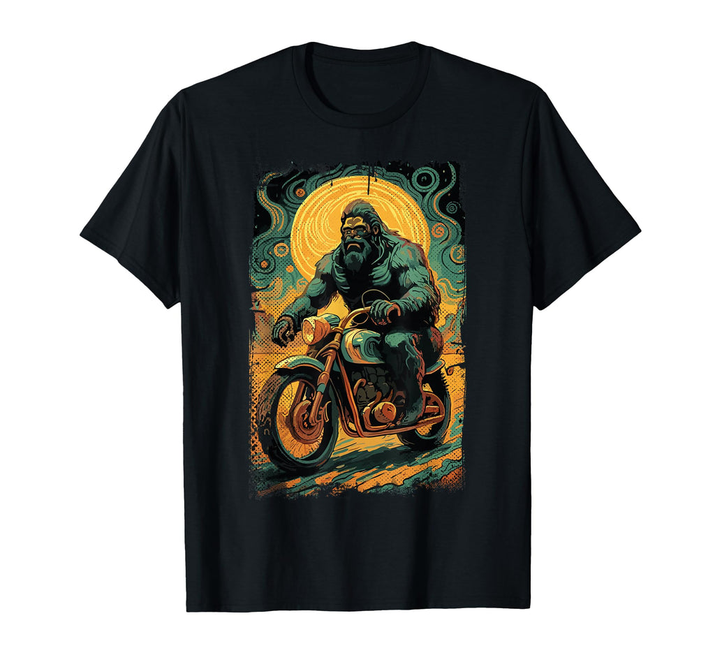 Big Foot Riding Bike Bigfoot Motorcycle T-Shirt - Trendy Graphic Men Women - T-Shirt, Sweatshirt, Hoodie