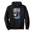 Orcas Typography Statement Minimal Hoodie - Fun Novelty Design Men Women - T-Shirt, Sweatshirt, Hoodie