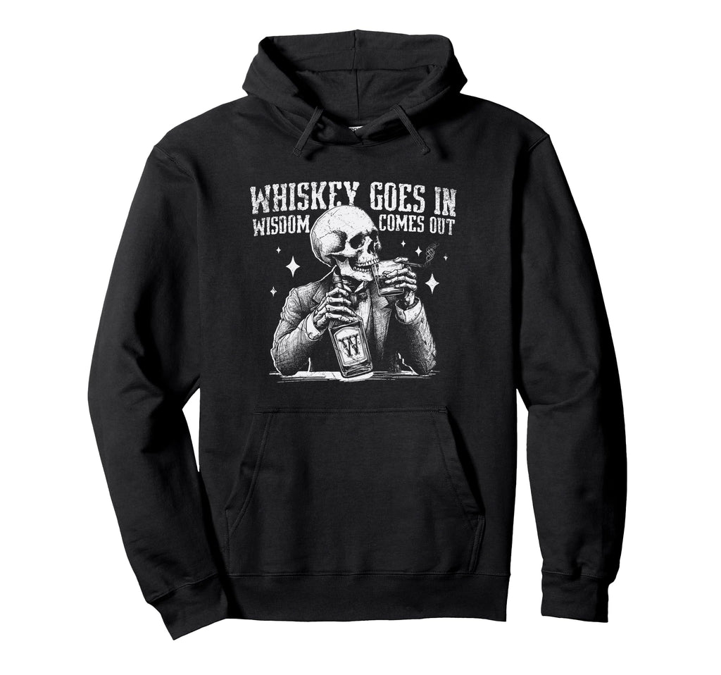 Western Funny Skeleton Whiskey Hoodie - Casual Everyday Wear Unisex - T-Shirt, Sweatshirt, Hoodie